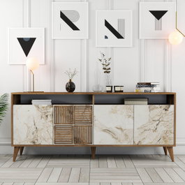 Hanah Home Milan Consola de Nogal y Blanco